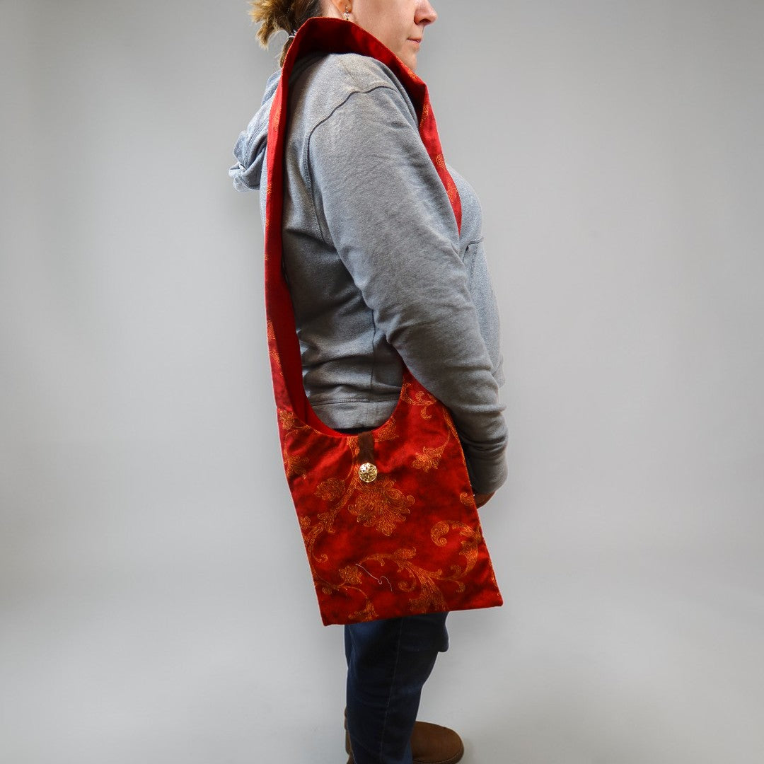 Everyday Crossbody - Red Brocade